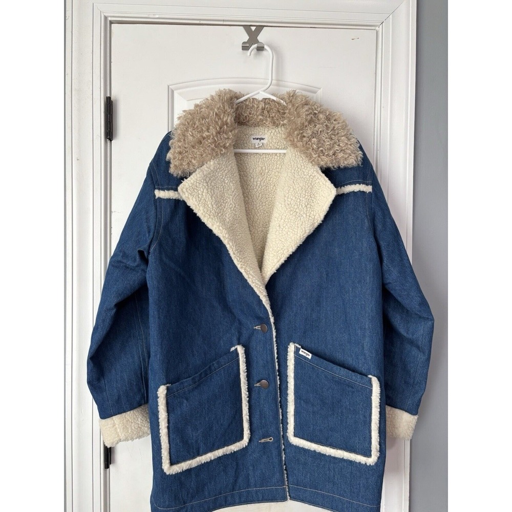 Vintage‎ Wrangler Blue Denim Fleece Lined Work Jacket Size S